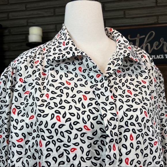Lilli Anne Collections vintage tear drop pattern button down 80’s blouse - Picture 2 of 9